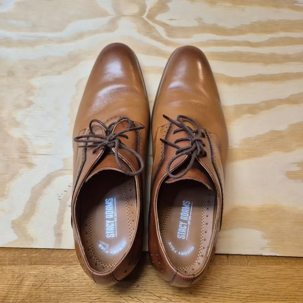 Stacy Adams Men's Brown Leather Cap Toe Oxford Dress Shoes Size 10M